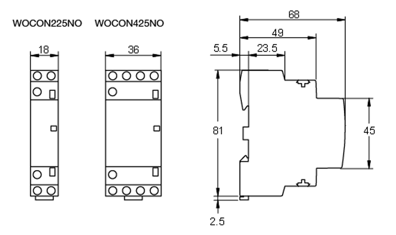 WOCON225 NO WOCON425 NO Specs