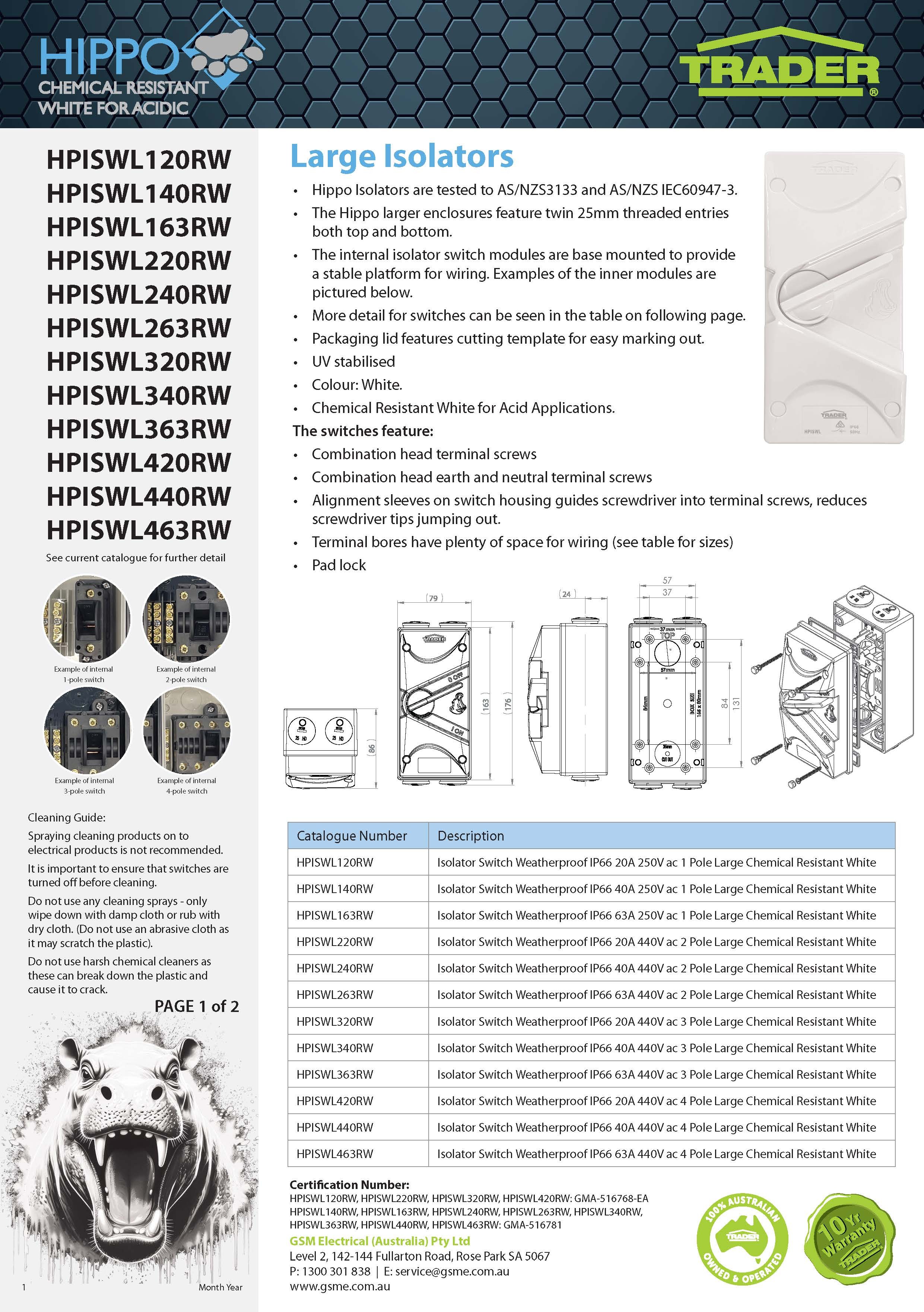 Hippo Chemical Resistant Data Sheet