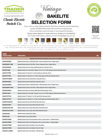 Vintage Selection Form - Bakelite
