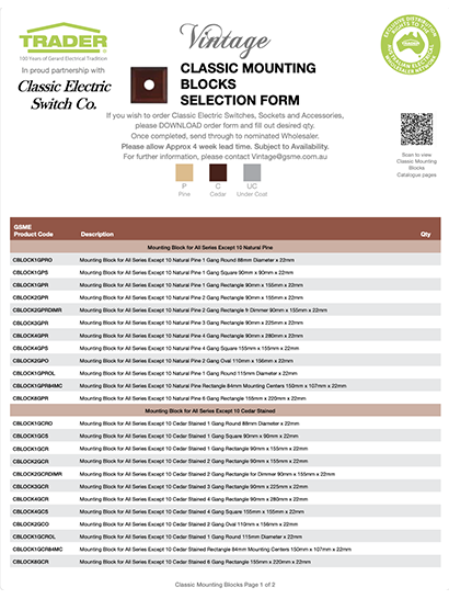 Vintage Selection Form - Classic